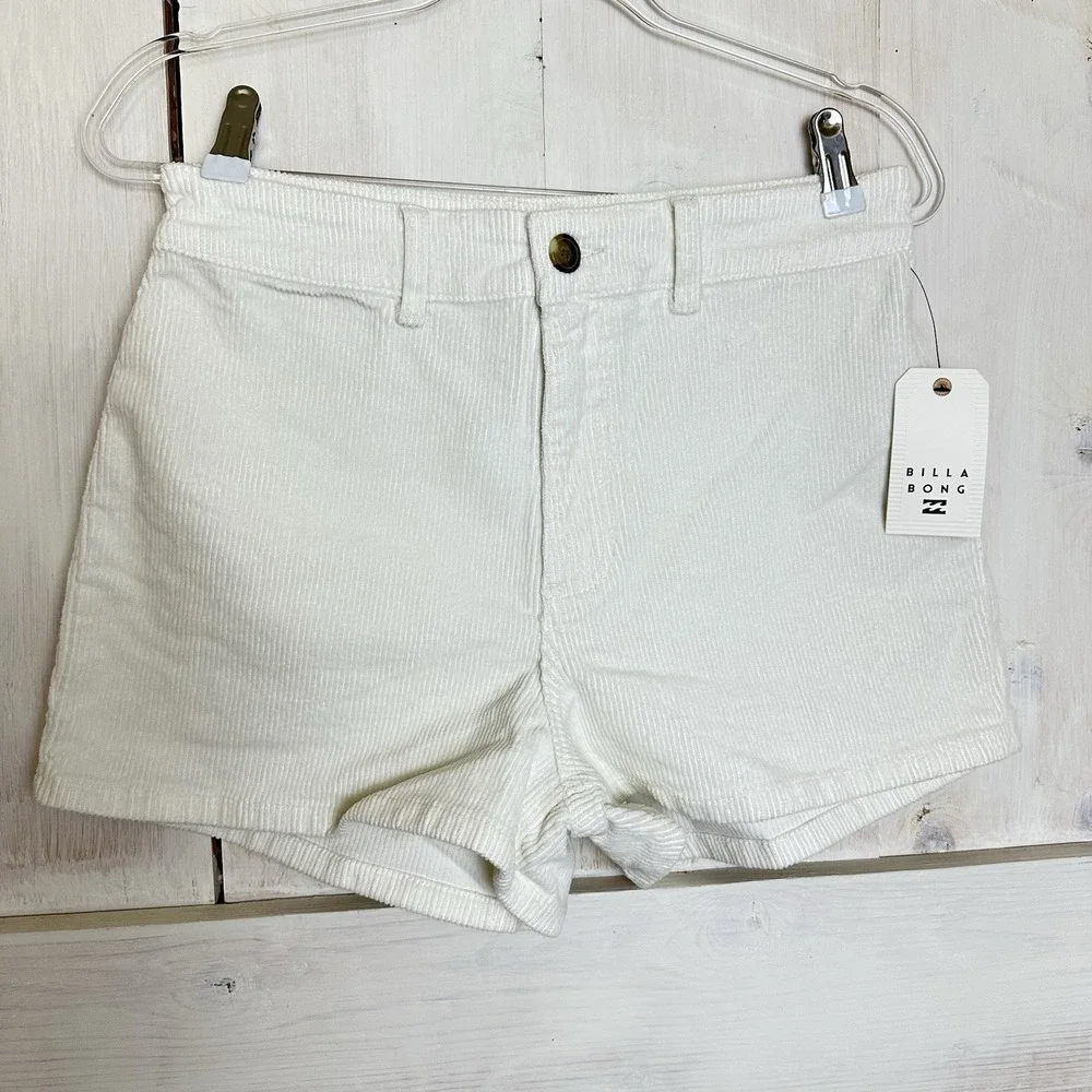 BILLABONG Free Fall Corduroy Shorts Womens Size 30 Salt Crystal Cream‎ Retro NWT - Picture 2 of 9
